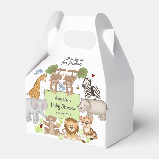 Caja Para Regalos Fiesta de Baby Shower Safari Animals (Front Side)
