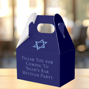 Caja Para Regalos Fiesta de Bar Mitzvah Estrella de David Azul Real