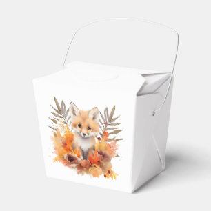 Caja Para Regalos Fiesta de Bebé Acuarela de Hojas y Verde de Zorro