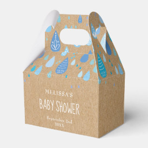 Caja Para Regalos Fiesta de Bebé con Gotitas de Lluvia Azules Rustic