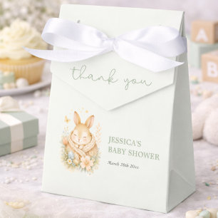 Caja Para Regalos Fiesta de Bebé Elegante Conejo Verde Salvia