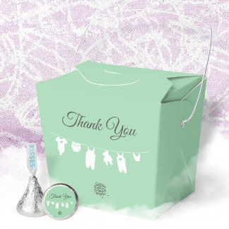 Caja Para Regalos Fiesta de Bebé Moderna de Color Verde Menta y Sin 