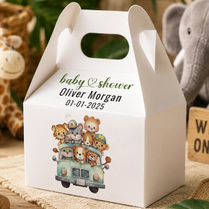 Caja Para Regalos Fiesta de Bebé Niño Animales Safari Selva Tropical