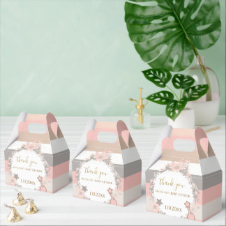 Caja Para Regalos Fiesta de Bienvenida de Bebé con Flores y Rayas Gr