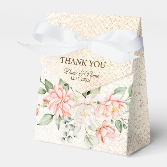 Caja Para Regalos Fiesta de bodas Flores Púrpuras Rosa Golden Elegan (Front Side)