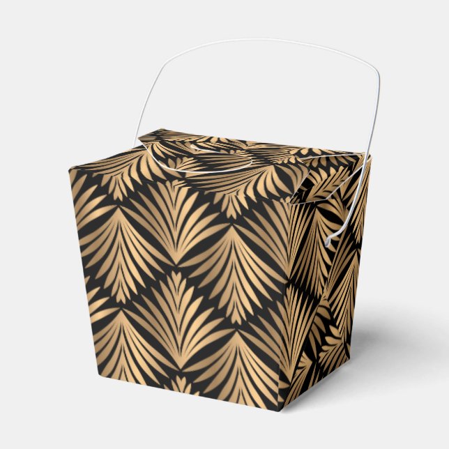 Caja Para Regalos Fiesta de Bodas Retro Black Gold Art Deco Gatsby (Front Side)