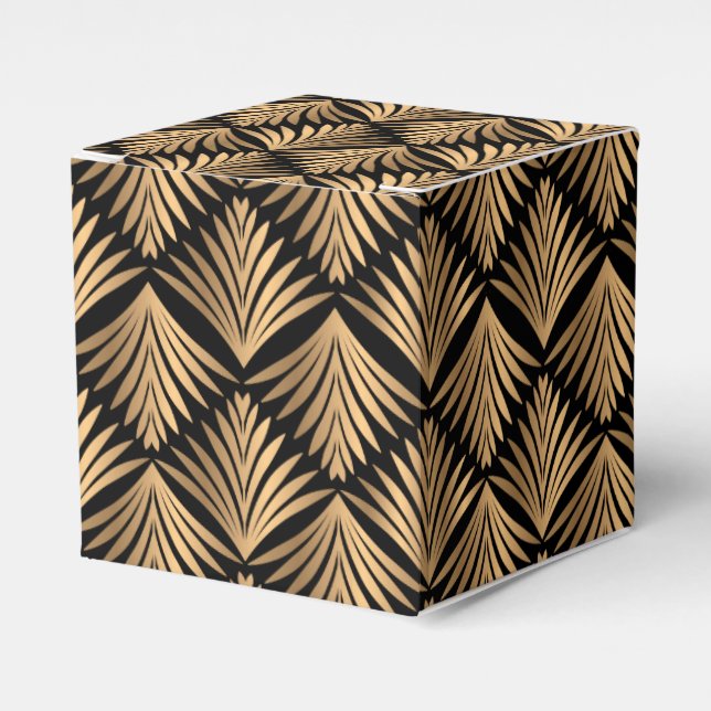Caja Para Regalos Fiesta de Bodas Retro Black Gold Art Deco Gatsby (Costado Anverso)