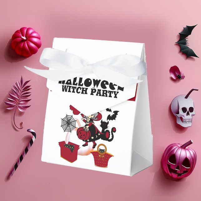 Caja Para Regalos Fiesta de Brujas de Halloween Jack O Lantern Cobwe (Halloween Witch Party Jack O Lantern Cobweb Spooky Favor Boxes)