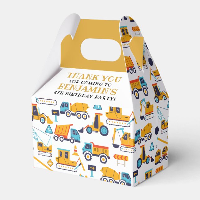 Caja Para Regalos Fiesta de Camión de Cumpleaños de Construcción (Front Side)