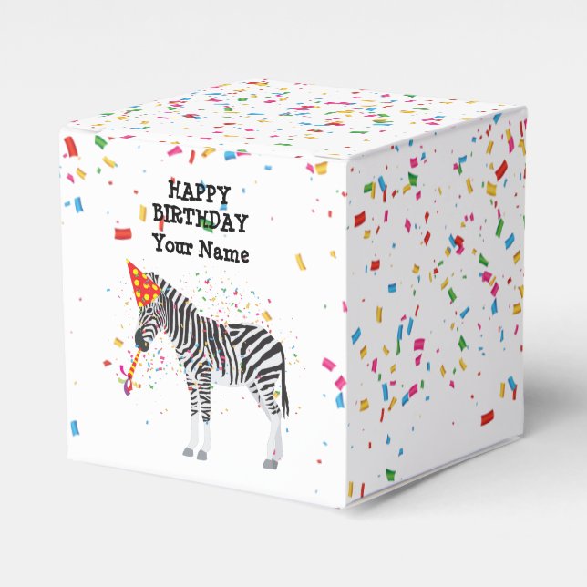 Caja Para Regalos Fiesta de cebra - Animales en la fiesta de cumplea (Costado Anverso)