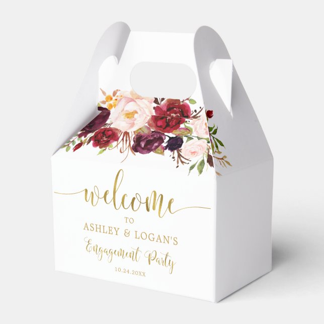 Caja Para Regalos Fiesta de compromiso boho de otoño con Marsala dor (Front Side)