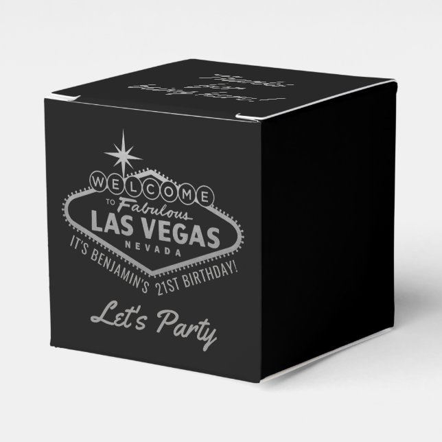 Caja Para Regalos Fiesta de cumpleaños 21 de Las Vegas Personalizada (Costado Anverso)