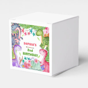 Caja Para Regalos Fiesta de cumpleaños 2 de dinosaurio de niña linda