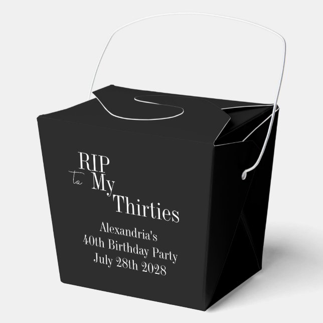 Caja Para Regalos Fiesta de cumpleaños 40 RIP 30s (Anverso)