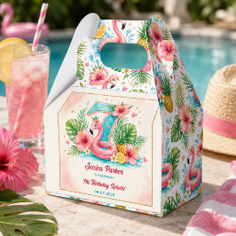 Caja Para Regalos Fiesta de Cumpleaños 7 años en la Piscina del Flam
