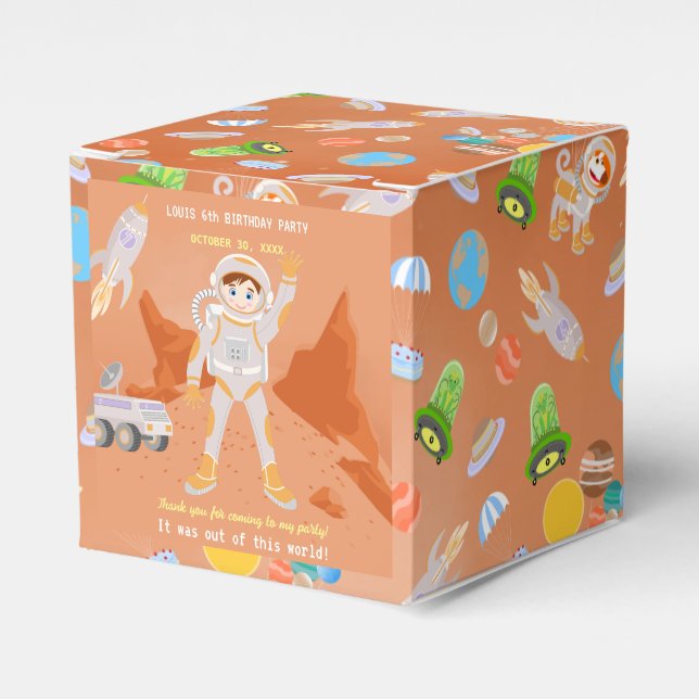 Caja Para Regalos Fiesta de cumpleaños con temática masculina astron (Costado Anverso)