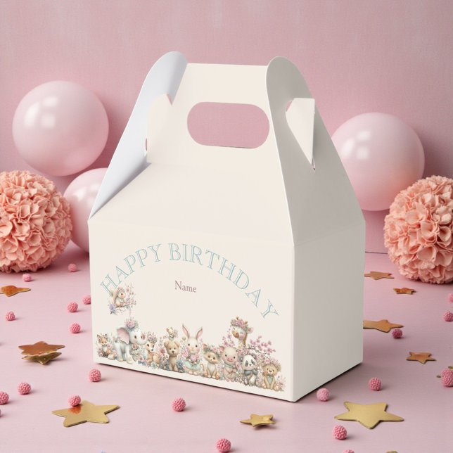 Caja Para Regalos Fiesta de Cumpleaños de Animales Boho Lindos (Subido por el creador)