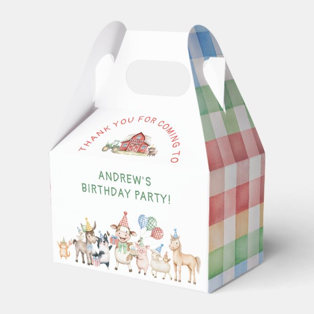 Caja Para Regalos Fiesta de cumpleaños de animales de granja (Front Side)