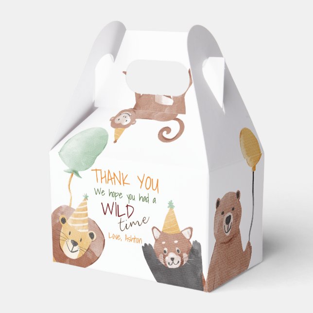 Caja Para Regalos fiesta de cumpleaños de animales fiestas personali (Front Side)