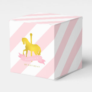Caja Para Regalos Fiesta de cumpleaños de caballo de carrusel rosado