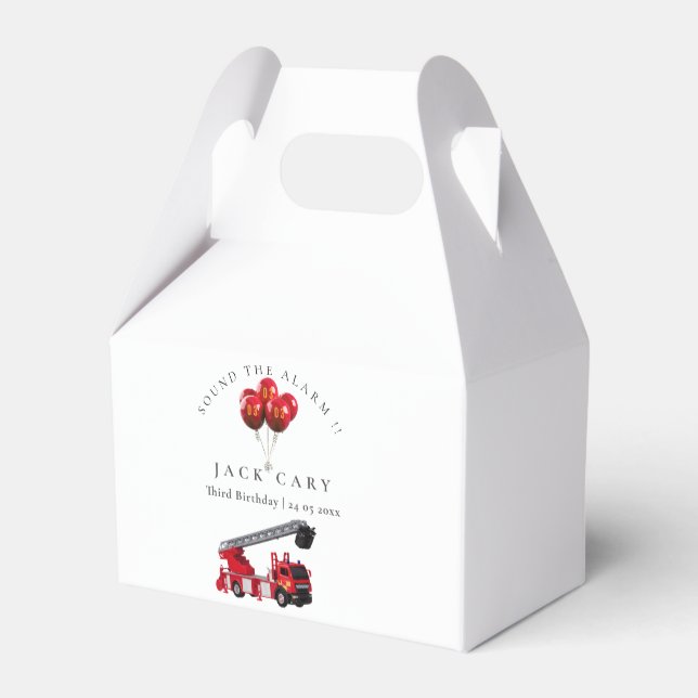 Caja Para Regalos Fiesta de cumpleaños de Camión Rojo (Reverso)