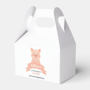Caja Para Regalos Fiesta de cumpleaños de cerdo rosado   Gracias
