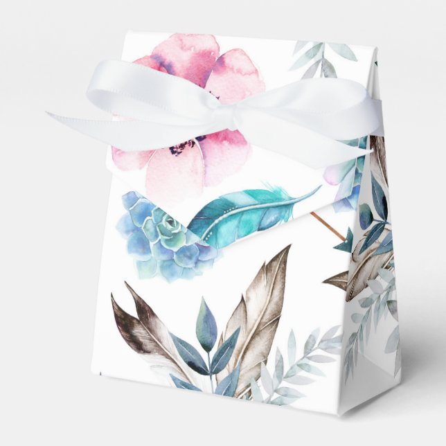 Caja Para Regalos Fiesta de Cumpleaños de Chica Boho Floral Chic Boh (Front Side)