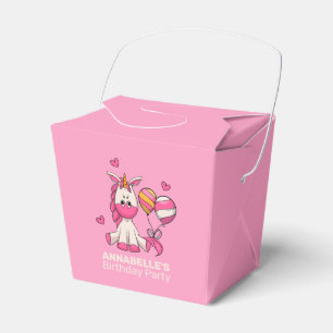 Caja Para Regalos Fiesta de cumpleaños de Chica de Unicornio Rosa