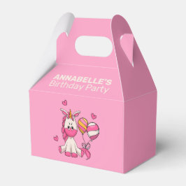 Caja Para Regalos Fiesta de cumpleaños de Chica de Unicornio Rosa