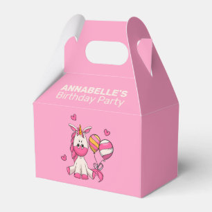 Caja Para Regalos Fiesta de cumpleaños de Chica de Unicornio Rosa