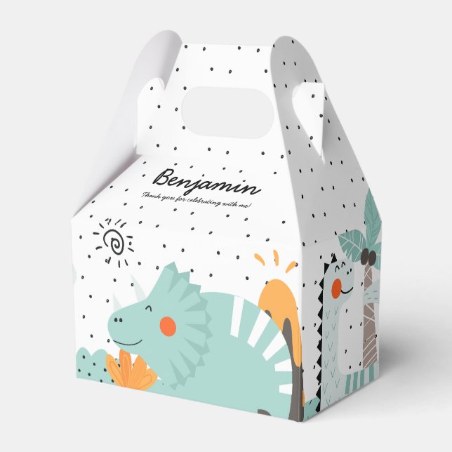 Caja Para Regalos Fiesta de cumpleaños de Cute Dino Dinosaurs (Front Side)