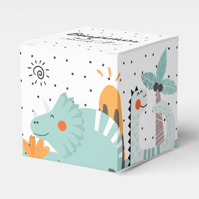 Caja Para Regalos Fiesta de cumpleaños de Cute Dino Dinosaurs (Costado Anverso)