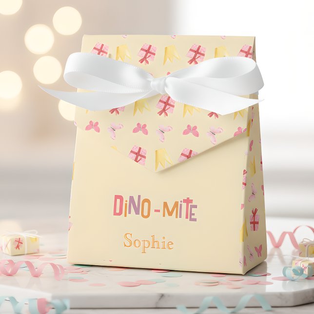 Caja Para Regalos Fiesta de cumpleaños de dino rosa Dino-mite (Subido por el creador)