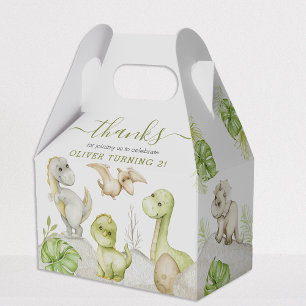 Caja Para Regalos Fiesta de Cumpleaños de Dinosaurios con Acuarela p