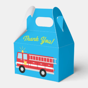 Caja Para Regalos Fiesta de cumpleaños de Fire Truck Gracias
