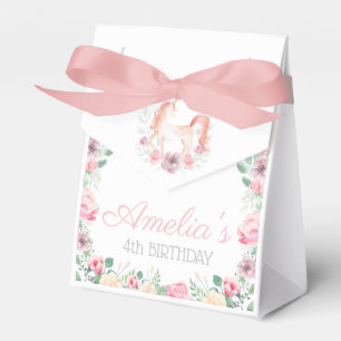 Caja Para Regalos Fiesta de cumpleaños de flores de unicornio mágico