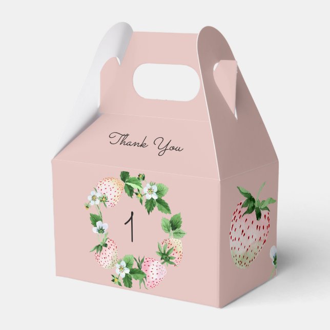 Caja Para Regalos Fiesta de cumpleaños de fresa Fruta blanca rosada (Front Side)