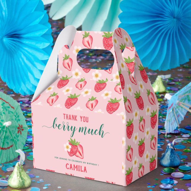 Caja Para Regalos Fiesta de cumpleaños de fresa muchas gracias a Ber (Fiesta)