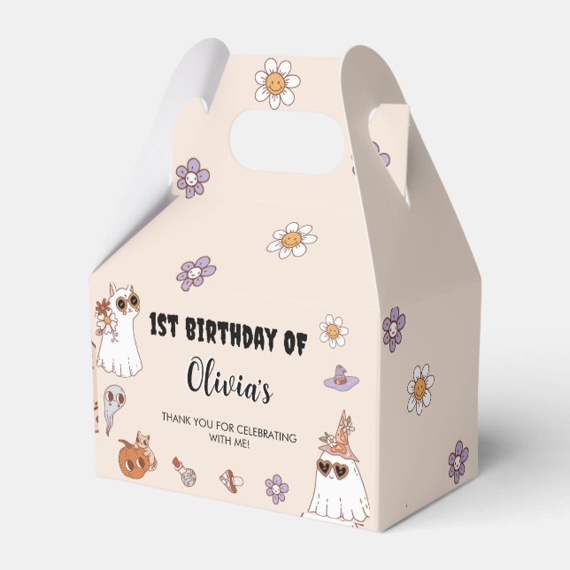 Caja Para Regalos Fiesta de cumpleaños de Groovy Halloween (Front Side)