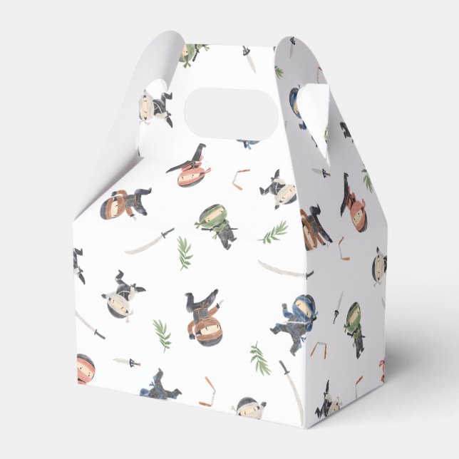 Caja Para Regalos Fiesta de cumpleaños de guerreros de Ninja (Front Side)