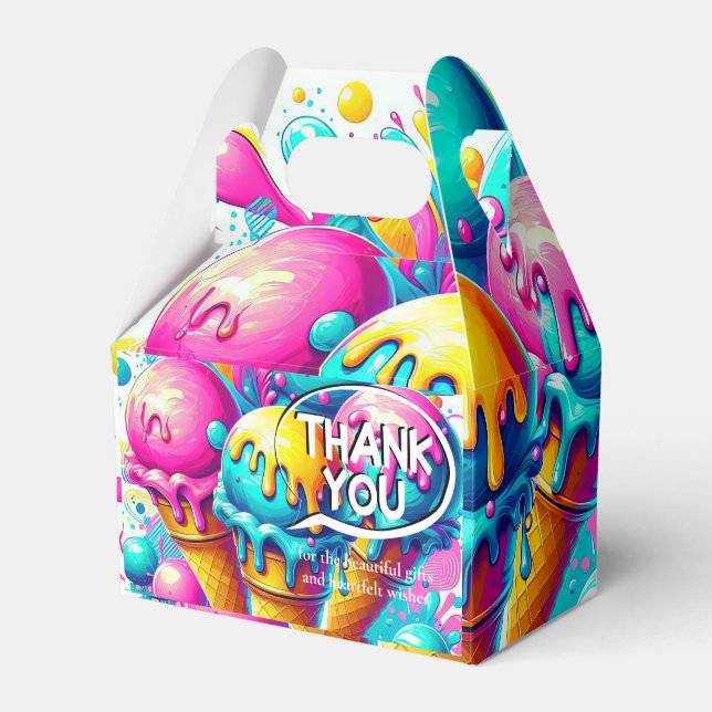 Caja Para Regalos fiesta de cumpleaños de helados (Front Side)