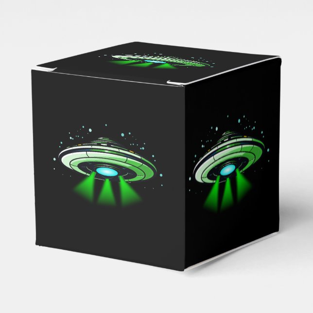 Caja Para Regalos Fiesta de cumpleaños de la nave espacial Alien UFO (Costado Anverso)