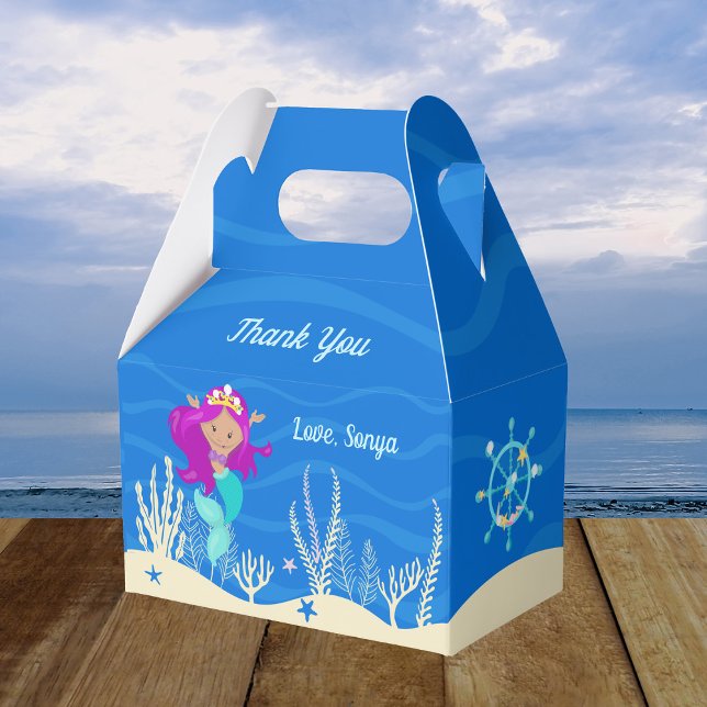 Caja Para Regalos Fiesta de Cumpleaños de la Sirena Chica bajo el ma (Subido por el creador)