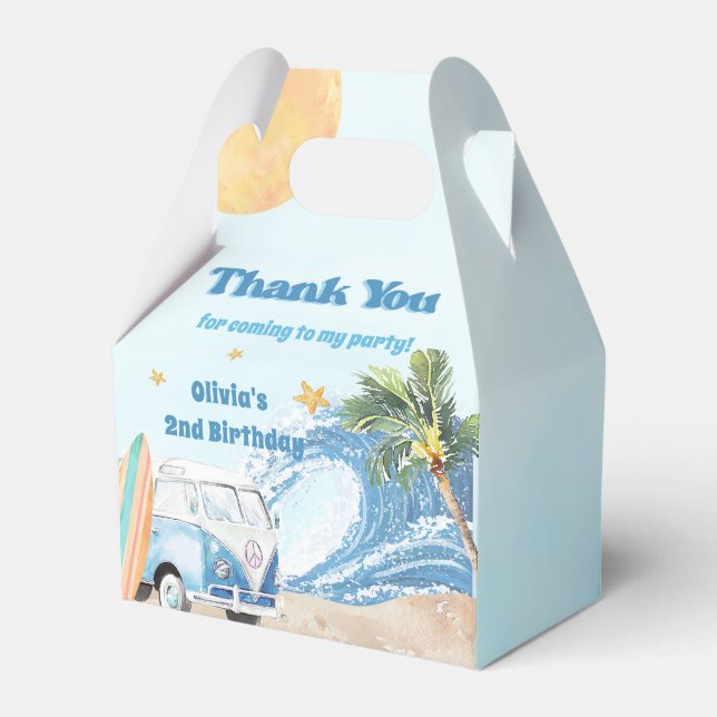 Caja Para Regalos Fiesta de Cumpleaños de la Surf de Verano (Front Side)