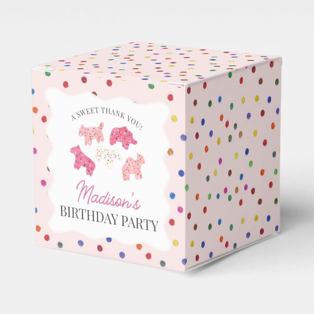 Caja Para Regalos Fiesta de cumpleaños de las cookies de animales co (Costado Anverso)
