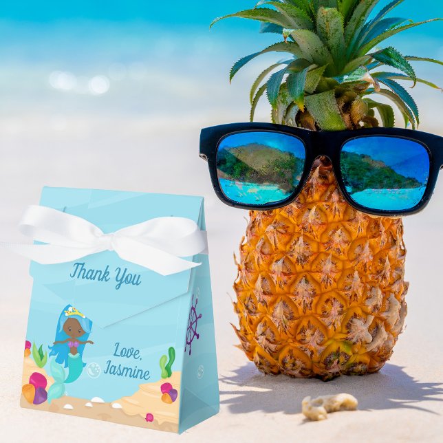 Caja Para Regalos Fiesta de cumpleaños de las sirenas afroamericanas (Subido por el creador)