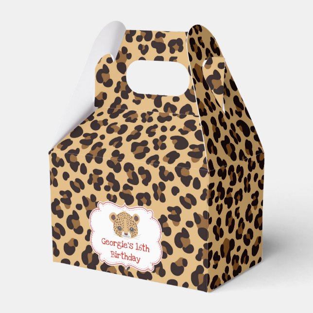 Caja Para Regalos Fiesta de cumpleaños de leopardo Print Red Quatref (Front Side)