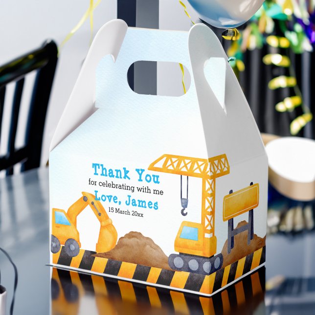 Caja Para Regalos Fiesta de cumpleaños de los niños de los camiones  (Construction trucks boys birthday party favor box personalized boys party favors)