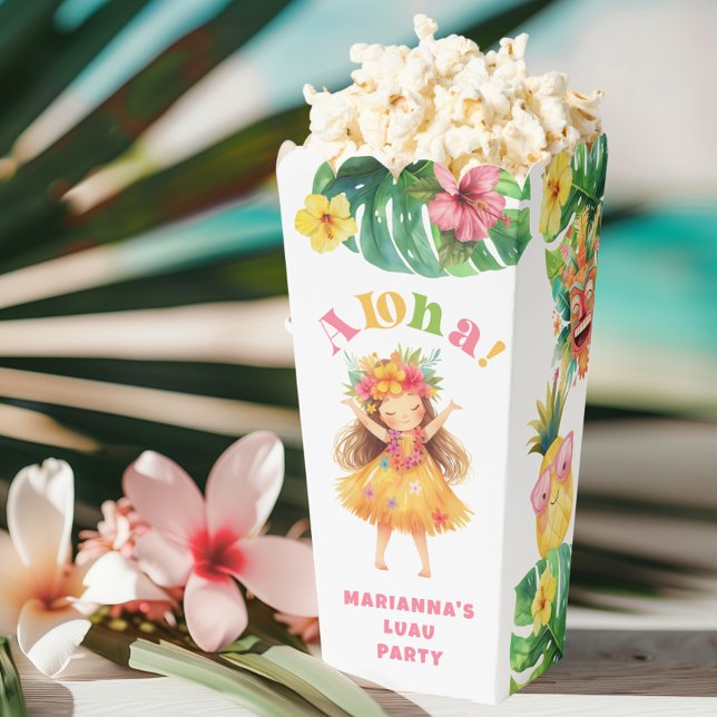 Caja Para Regalos Fiesta de cumpleaños de Luau Chica tropical Aloha (Subido por el creador)