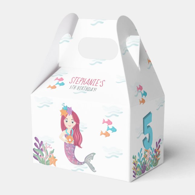Caja Para Regalos Fiesta de cumpleaños de Mermaid Glam (Reverso)